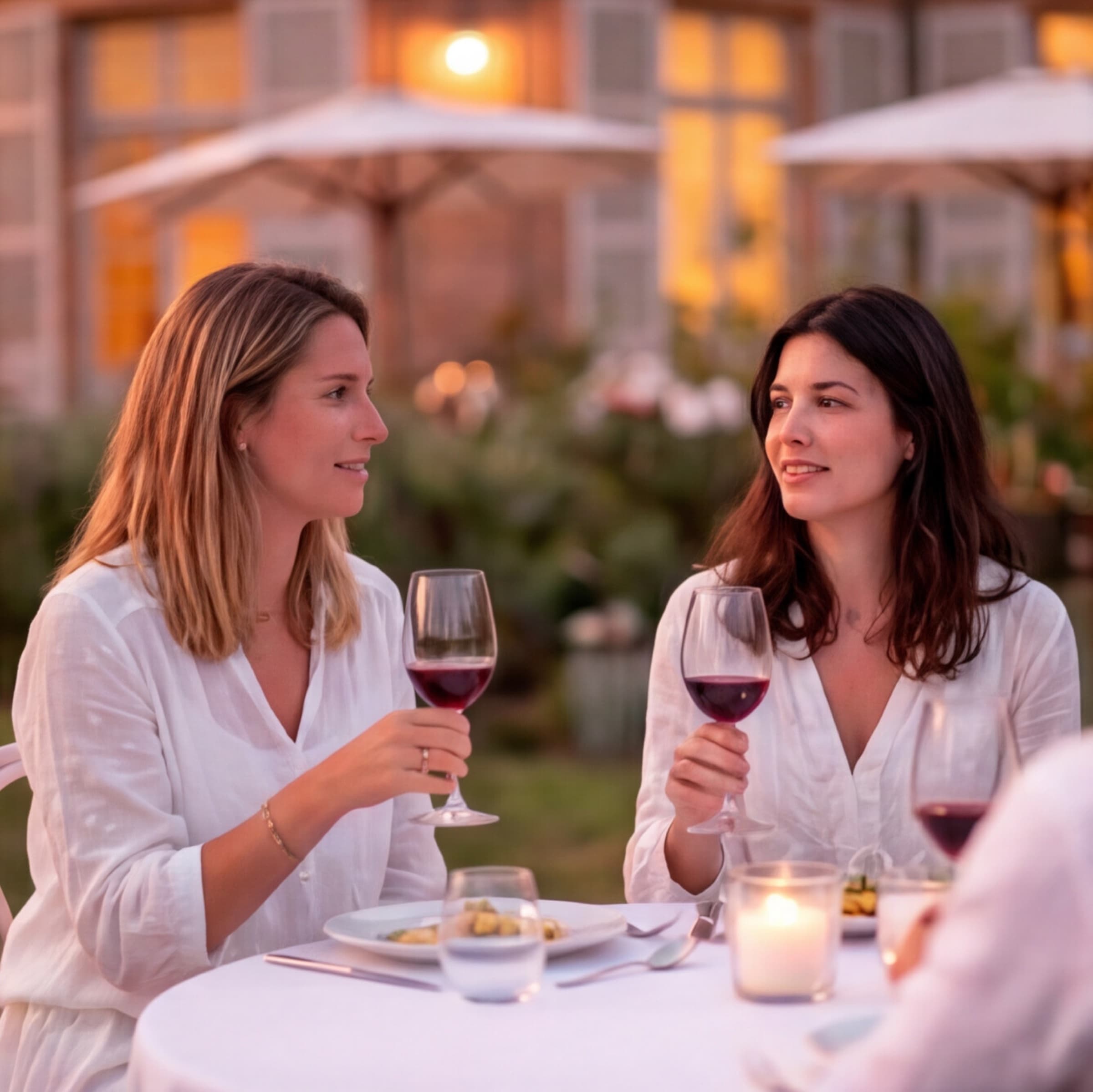 Terrasse du château à la nuit tombée